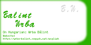 balint wrba business card